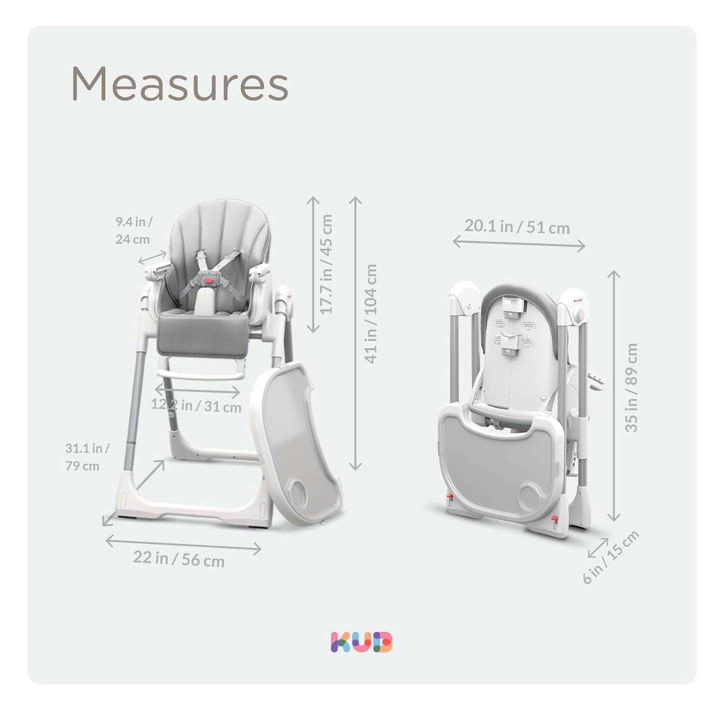 KÜB 3-in-1 Foldable Baby Highchair, Grey