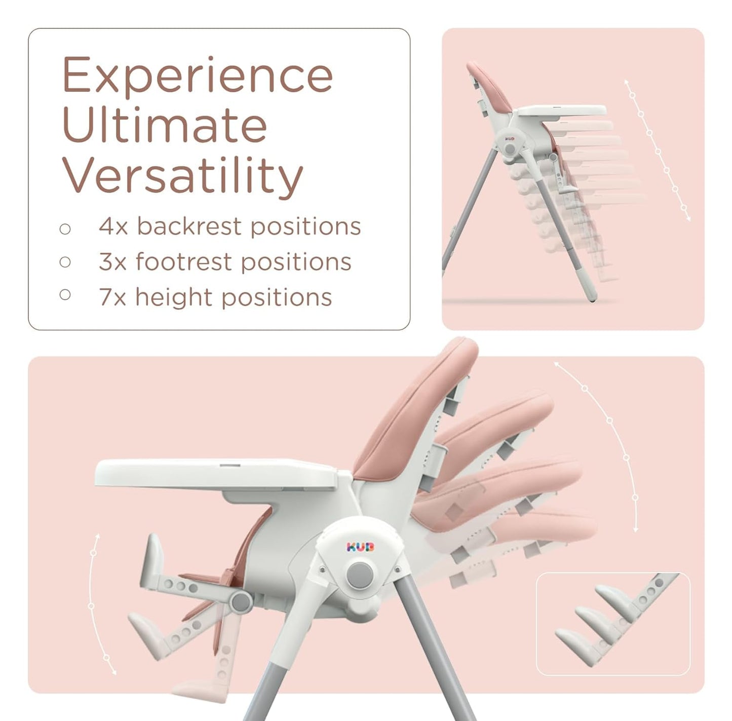 KÜB 3-in-1 Foldable Baby Highchair, Pink