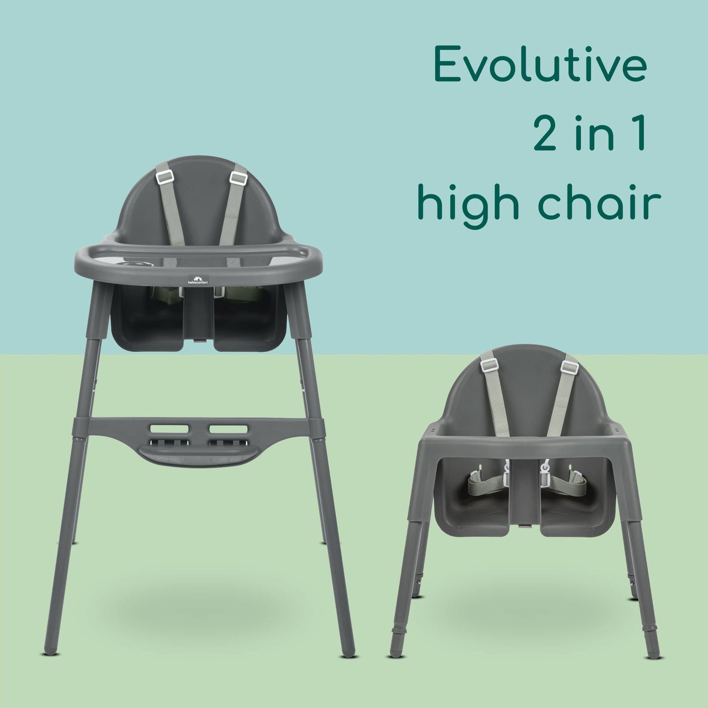 Bebeconfort Meely 2-in-1 Baby Highchair, Dark Grey