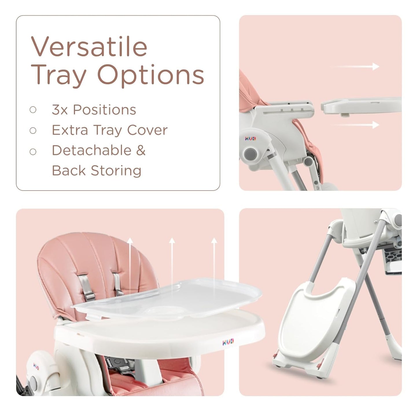 KÜB 3-in-1 Foldable Baby Highchair, Pink