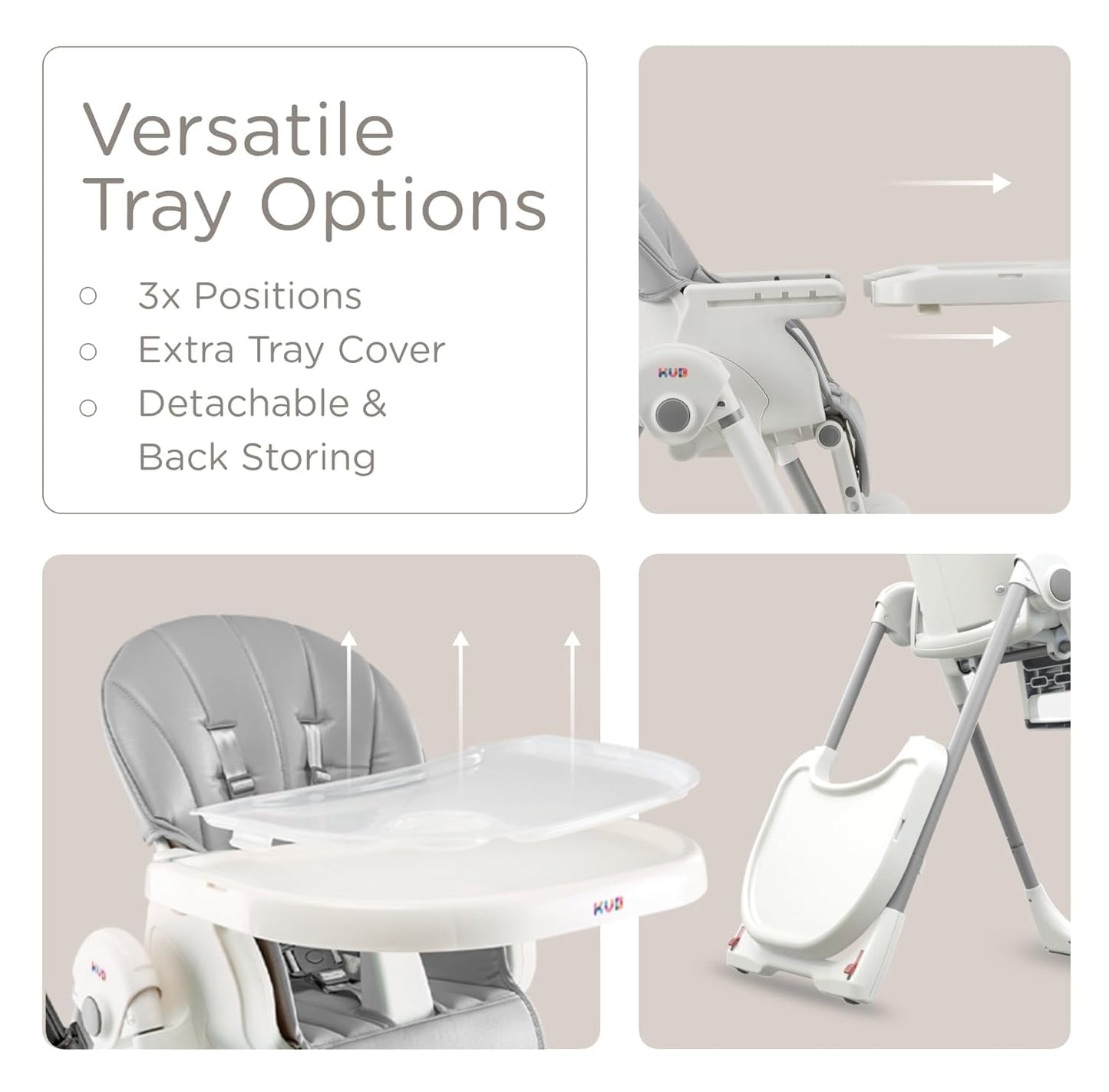 KÜB 3-in-1 Foldable Baby Highchair, Grey
