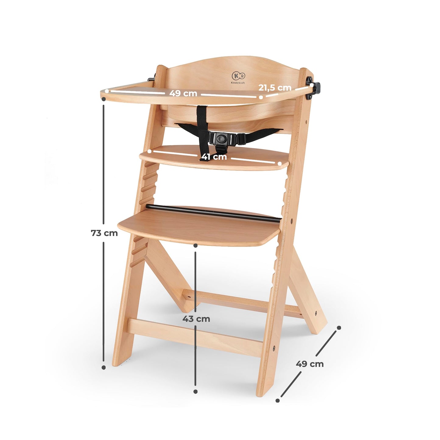 Kinderkraft ENOCK 3-in-1 Wooden Highchair for Baby & Child