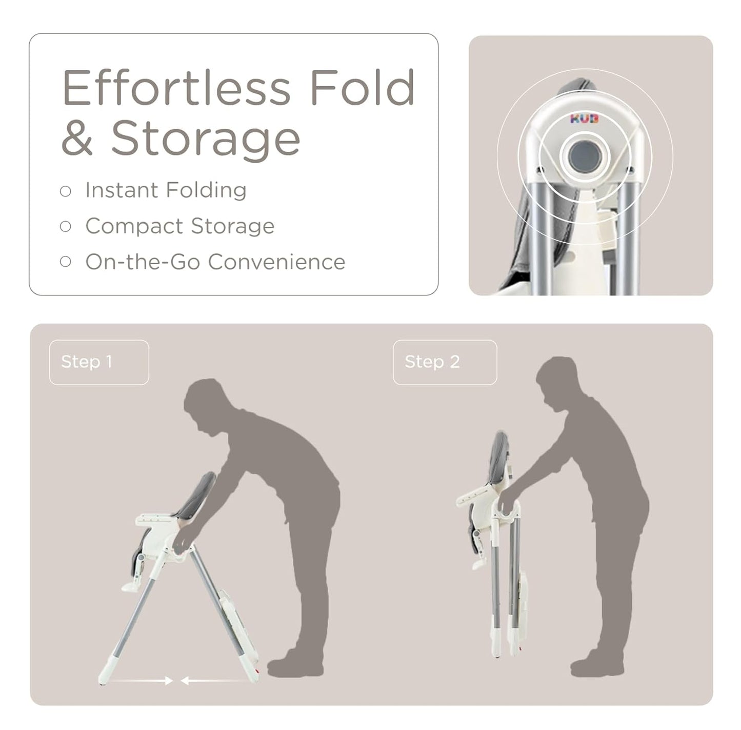 KÜB 3-in-1 Foldable Baby Highchair, Grey