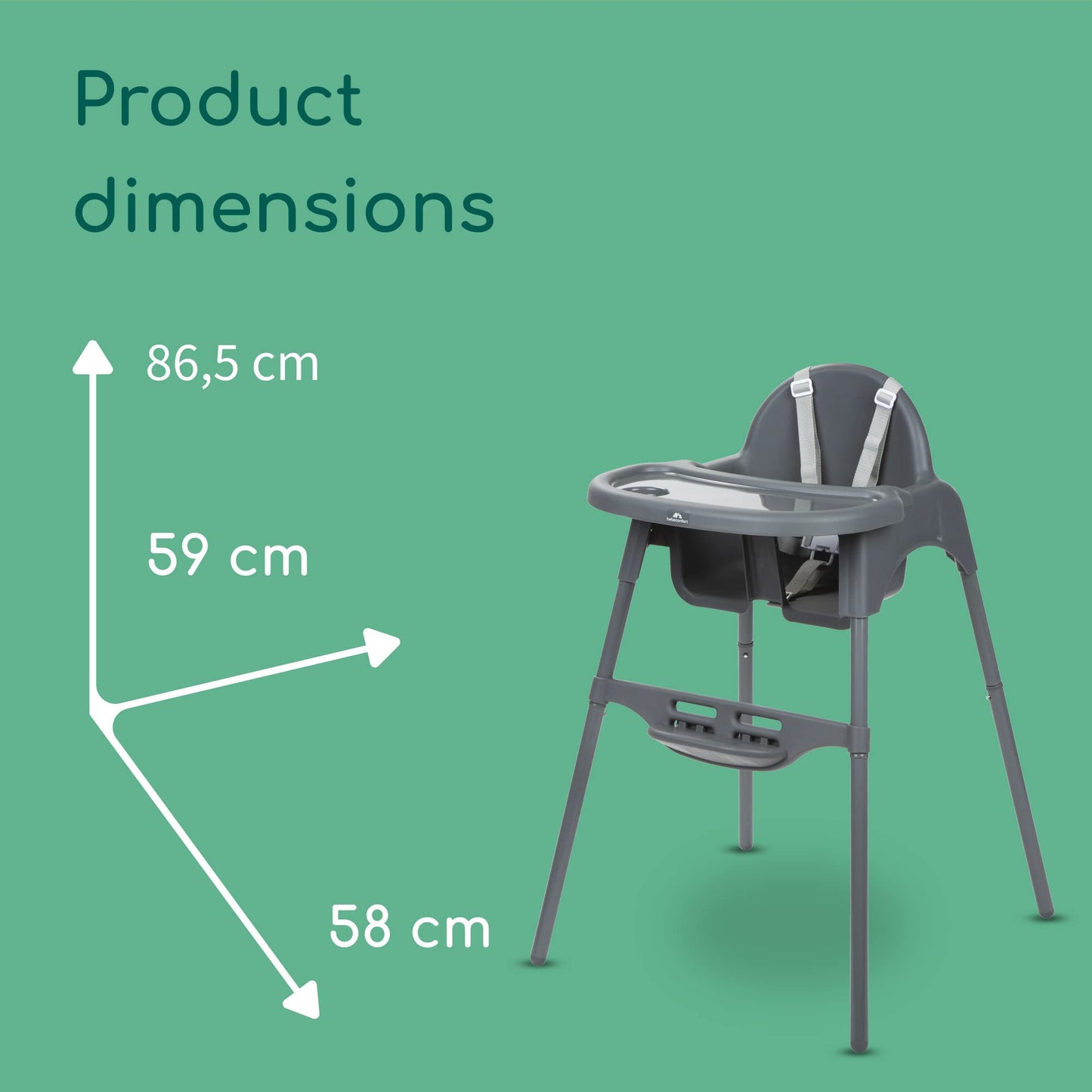 Bebeconfort Meely 2-in-1 Baby Highchair, Dark Grey