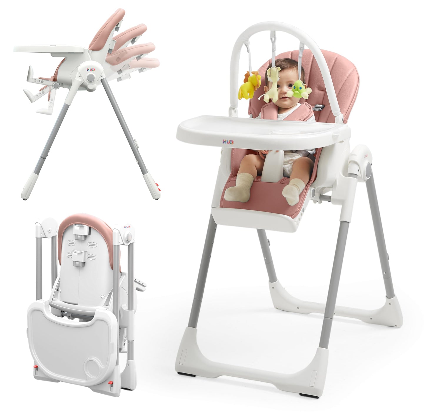 KÜB 3-in-1 Foldable Baby Highchair, Pink