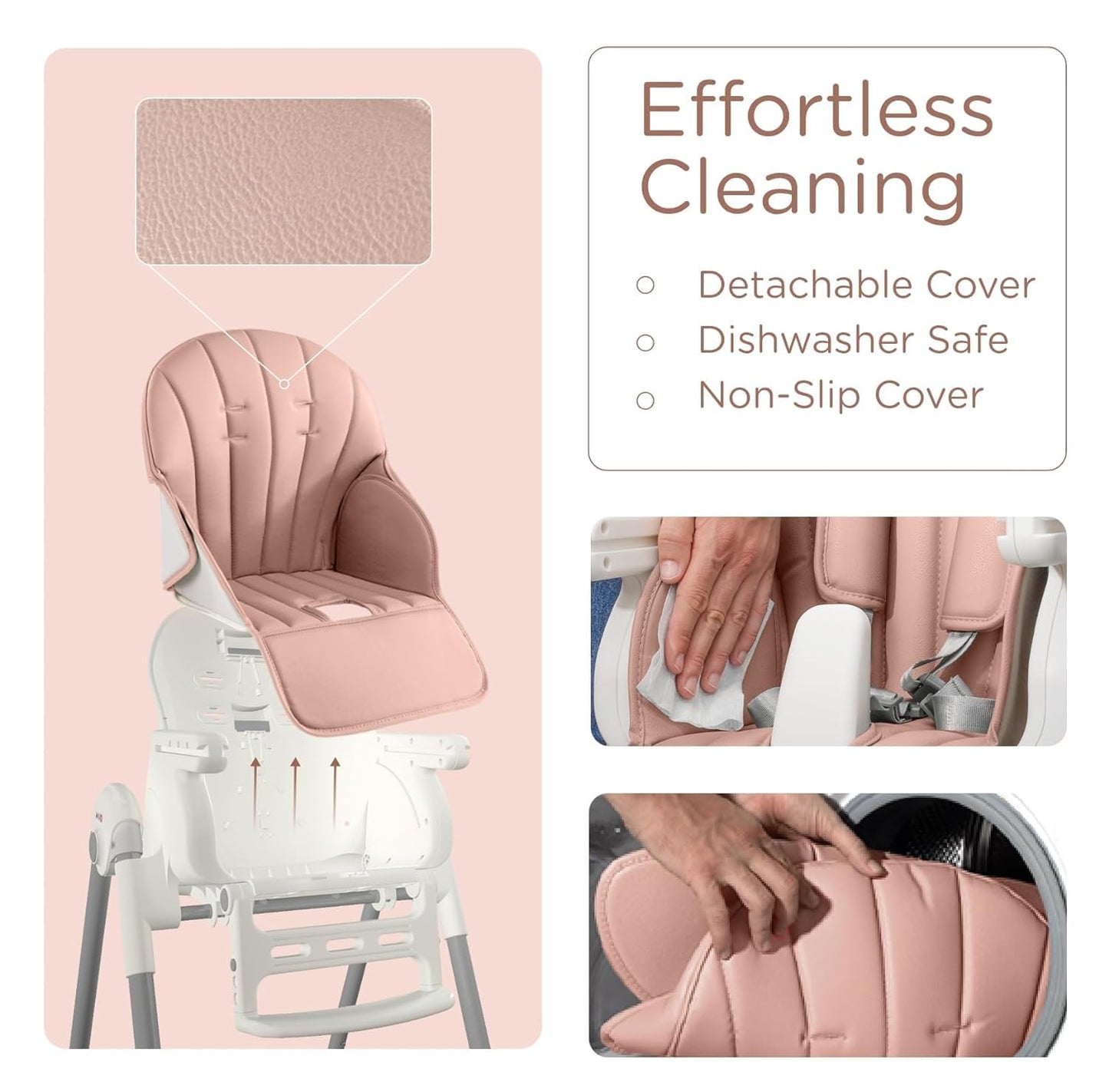 KÜB 3-in-1 Foldable Baby Highchair, Pink