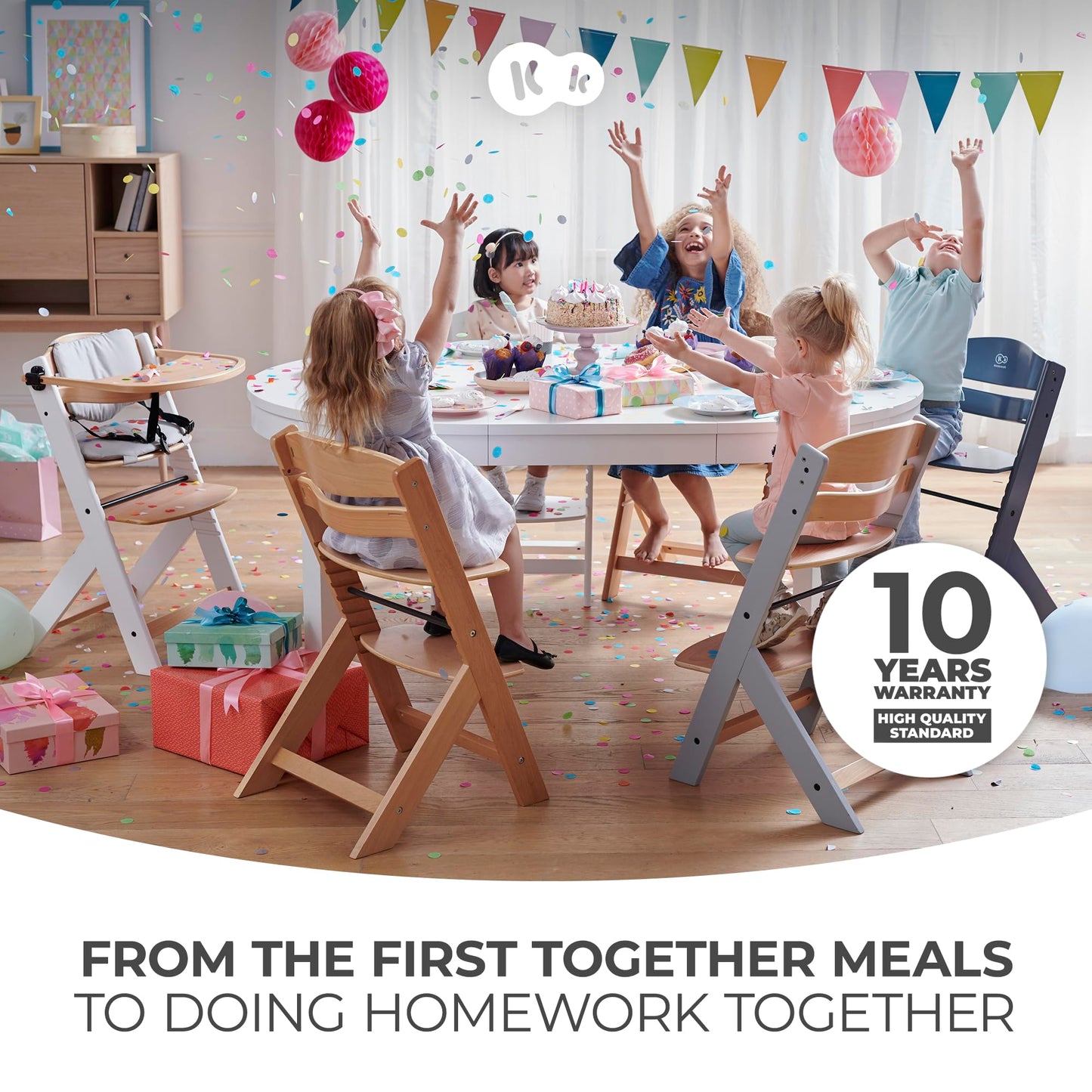 Kinderkraft ENOCK 3-in-1 Wooden Highchair for Baby & Child