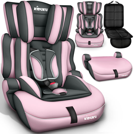 KIDUKU 3-in-1 Safety Car Seat, Grey/Pink