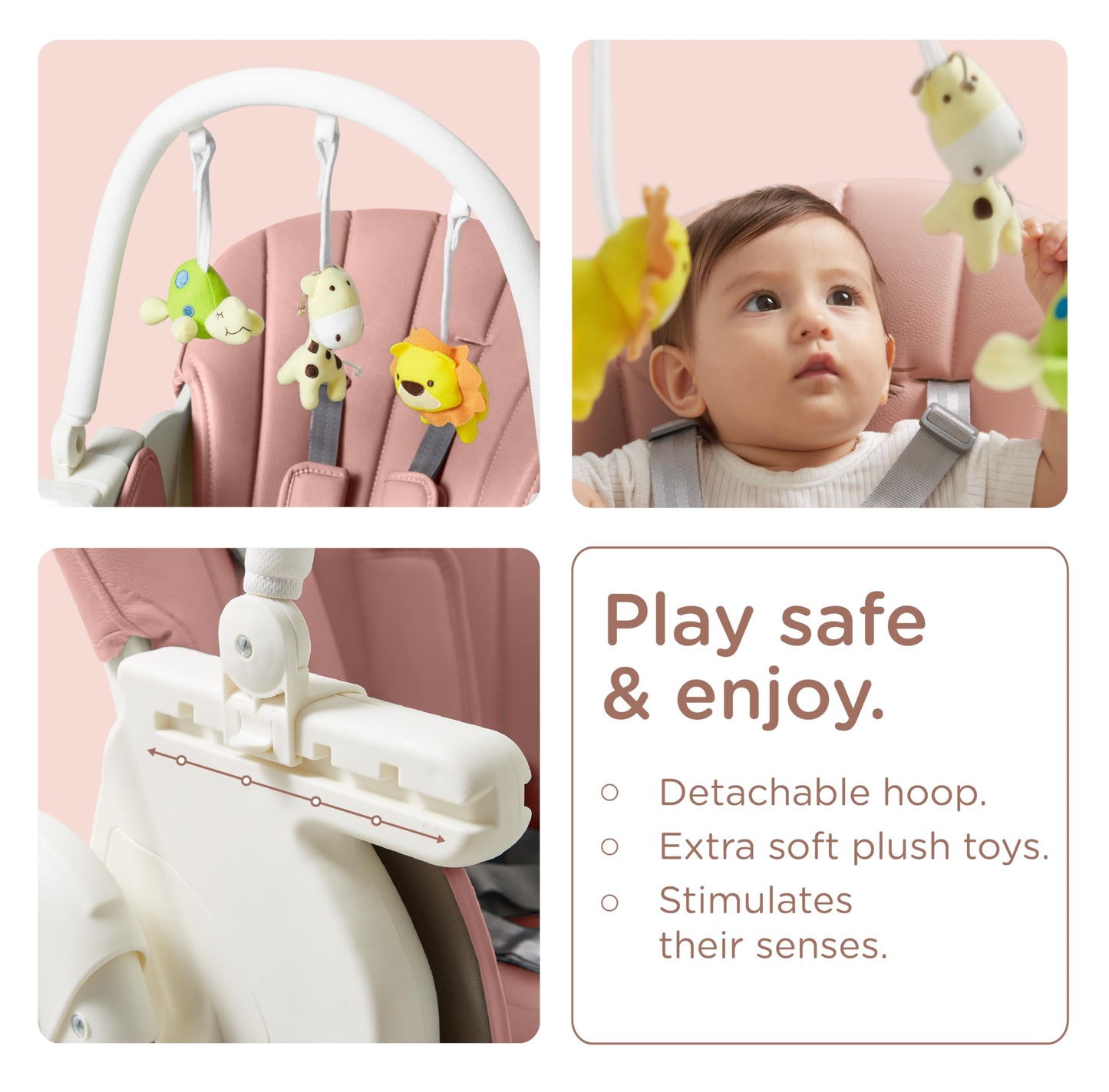 KÜB 3-in-1 Foldable Baby Highchair, Pink