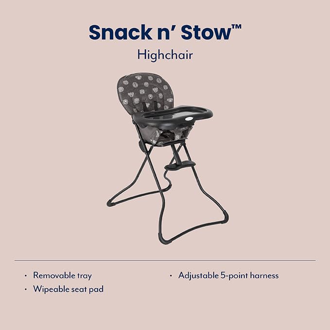 Graco Snack N' Stow Highchair, Compact & Lightweight