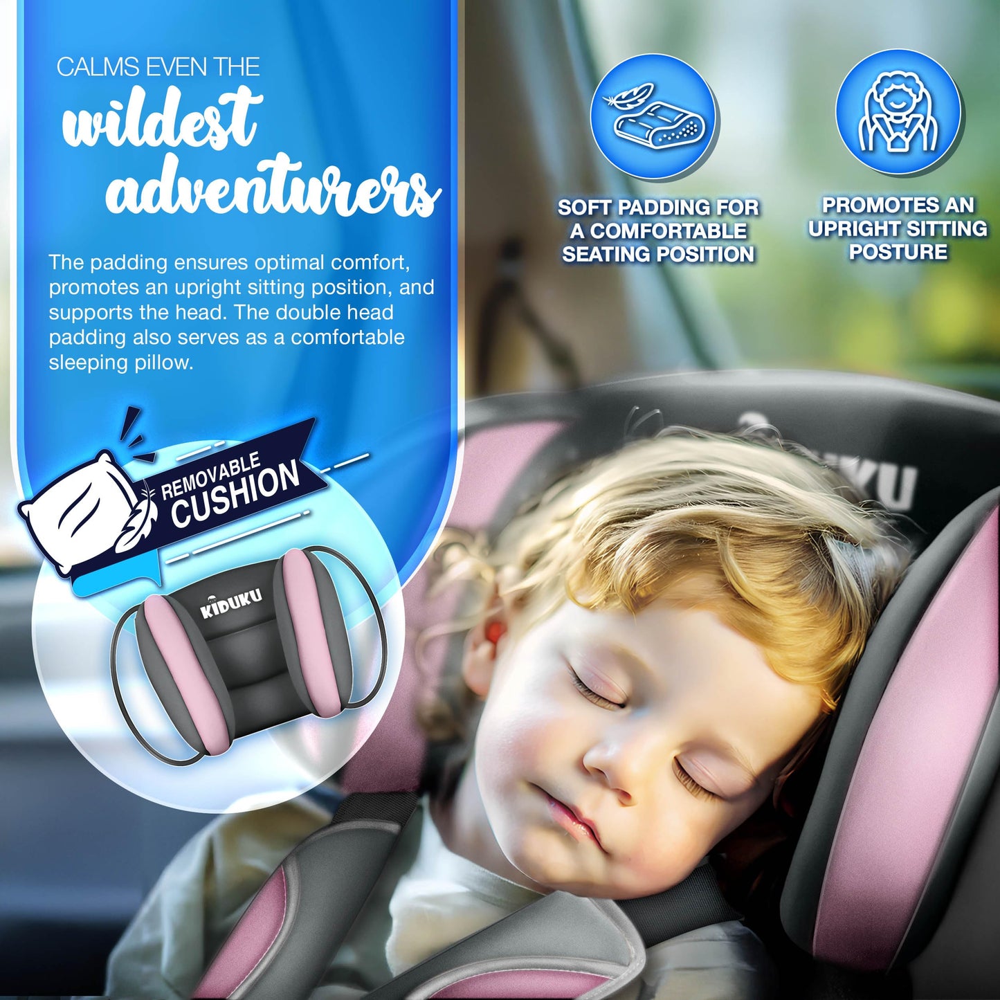 KIDUKU 3-in-1 Safety Car Seat, Grey/Pink